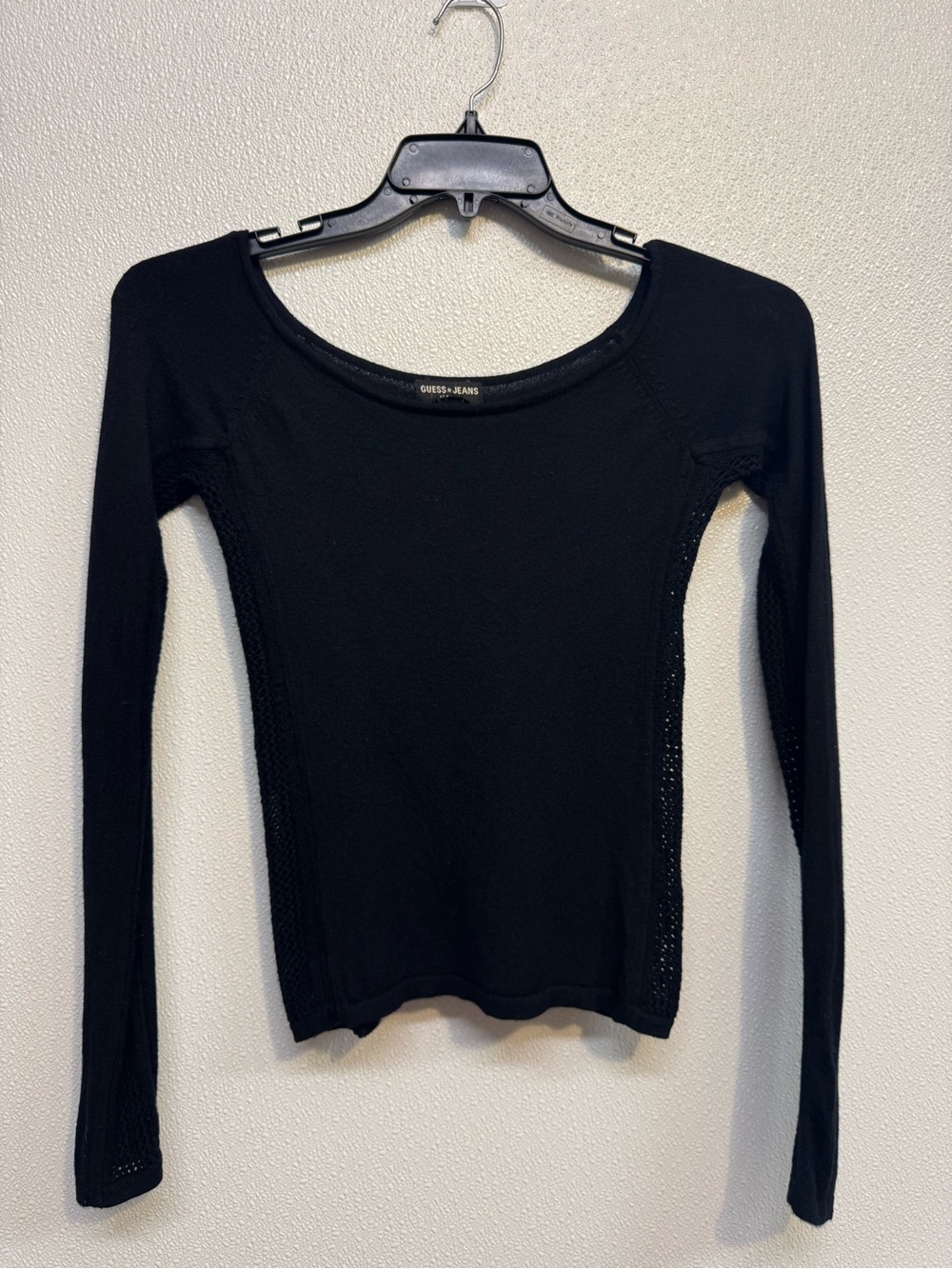 Vintage Y2K Guess Women's Black Long Sleeve Knit Top Sz XS